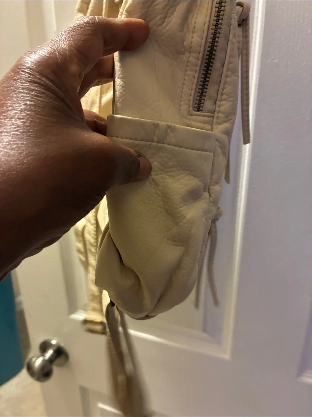 Unbranded Compact Cream Mini Backpack probably pebbled vegan leather everyday